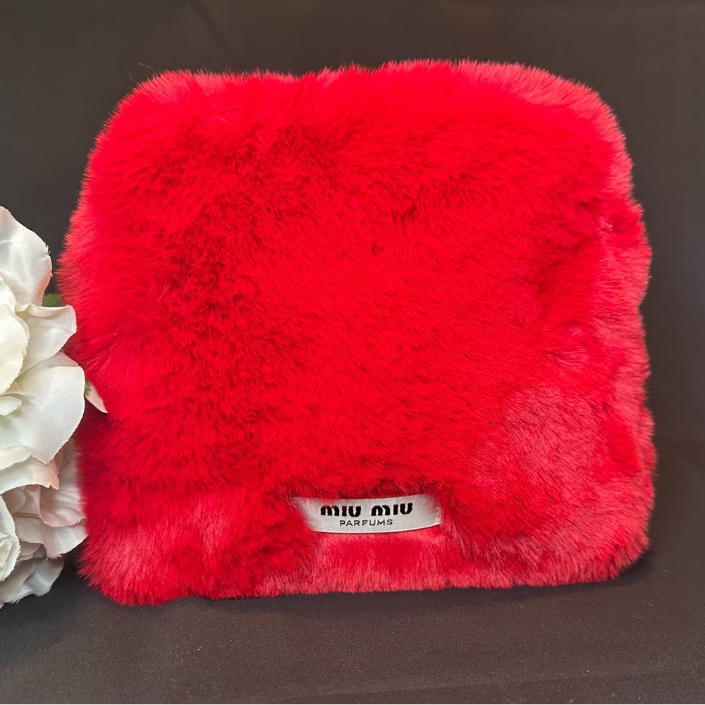 Miu Miu Scarlet Faux Fur Pouch Clutch